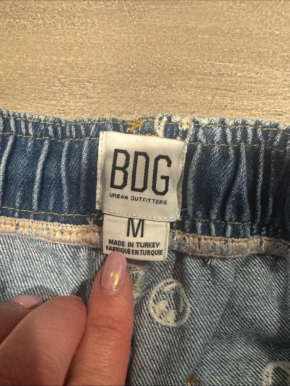 BDG Urban Outfitters Smiley Face Embroidered Denim Elastic Jogger Jeans Size M